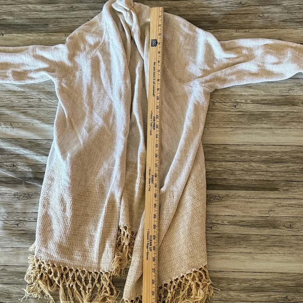 LILLY PULITZER Women’s M Cardigan Tatum Long Fringe Hem Ivory Gold Metallic - Picture 7 of 15